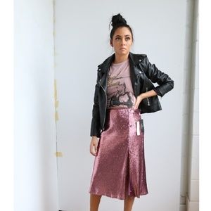 NWT! LULUS WE'VE MADE IT PINK SEQUIN SKIRT